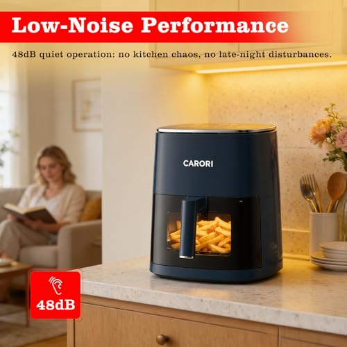 Image of CARORI 6Qt Air Fryer with Viewing Window, 12 Preset, Large Capacity, 400℉ Max Crisp, 1700W Quick Even Easy Meals, Nonstick Dishwasher Safe Basket, Bake Roast Dehydrate Reheat
