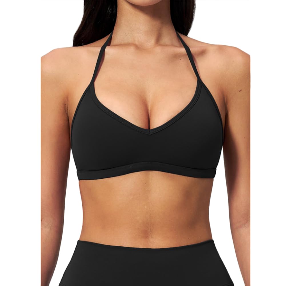 JPXJGT Lightweight High Support Sports Bra Women Quick Dry Breathable Workout Fitness Top Soft Yoga Bra(Size:M,Color:Black)