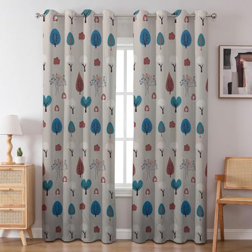 Image of BFAM Kids Blackout Curtains 9 feet Set of 1 - 100% Room Darkening, Thermal Insulated, Noise Reducing, Cute Animal & Rainbow Prints, Eyelet Curtains for Playroom, Bedroom & Nursery, Pack of 1 Curtain
