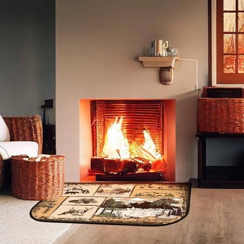 Demissle Fireplace Hearth Rug Fireplace Mats Cabin Southwestern Fireproof Fireplace Rug Fire Resistant Mat for Wood Stove Floor Protector for Kitchen Indoor Outdoor(24 x 36 Inch, Cabin) - Thumbnail 3