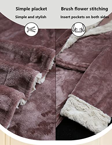 Regalos para mujeres y hombres bata de baño de invierno en talla grande 3XL túnica roja 4