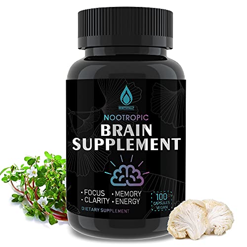 Brain Booster Supplement for Focus, Memory, Clarity, Energy | Nootropic Brain Support Supplement with Phosphatidylserine, Bacopa Monnieri, Lions Mane - Memory Supplement for Brain - 100 Capsules