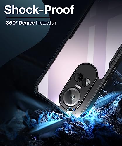 Image of WOW IMAGINE Shock Proof Clear Protective Back Case for Oppo Reno 10 | Reno 10 Pro 5G - AirEDGE Technology | 360 Degree Camera Protection | Transparent Hybrid Back Case Mobile Cover - Black