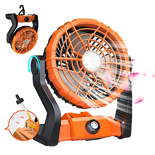 10400Mah Rechargeable Camping Fan, Battery Powered Fan With Led Lantern, Battery Operated Fan, Outdoor Tent Ceiling Fan, 270° Head Rotation, Timing, Reverse Charge Function, Portable Fan For Travel #TOP5