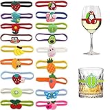BJsdkff Ackron 18Pcs Silicone Drink Markers - Funny Wine Glass, Cup and Bottle Strip Tag Markers for Parties or Families