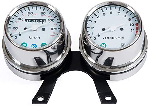 Miniatura 6 de Acero inoxidable motocicleta Cafe Racer odómetro mecánico velocímetro e instrumento de velocidad del motor