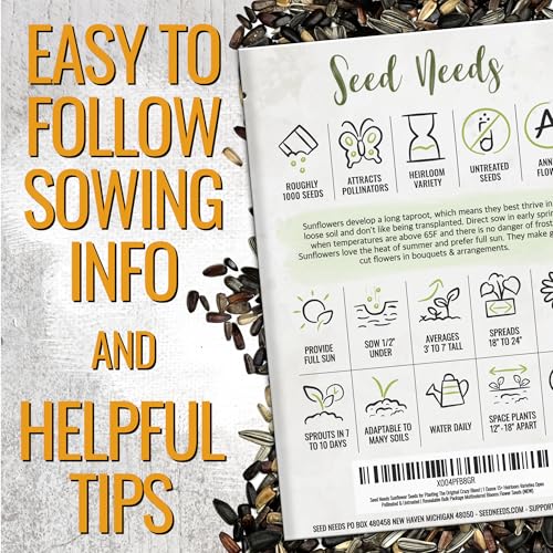 Seed Needs Sunflower Seeds for Planting The Original Crazy Blend | 1 Ounce 15+ Heirloom Varieties Open Pollinated & Untreated | Resealable Bulk Package Multicolored Blooms Flower Seeds
