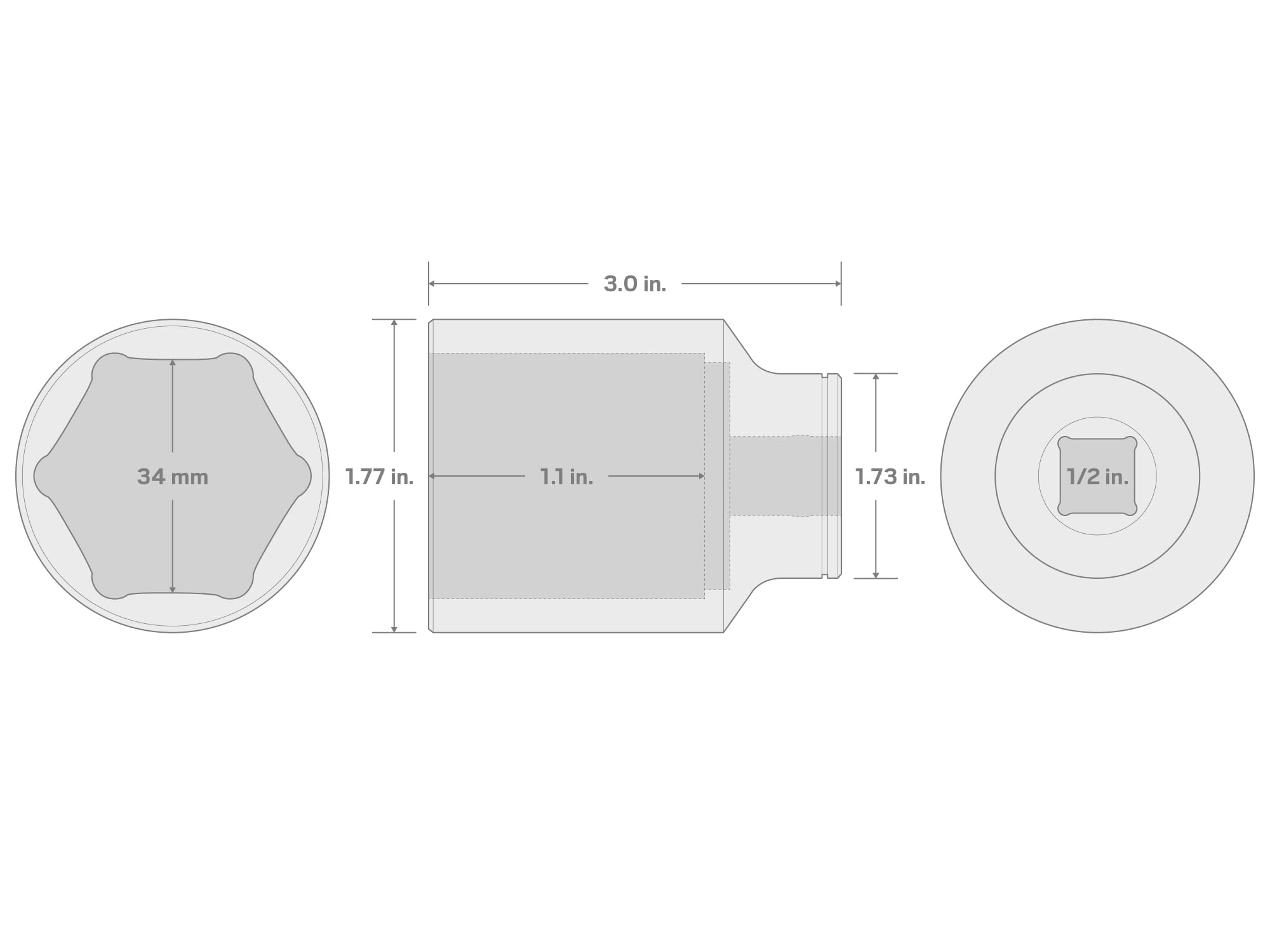 TEKTON Attacco da 1/2" x 34 mm di profondità a 6 punti | SHD23134