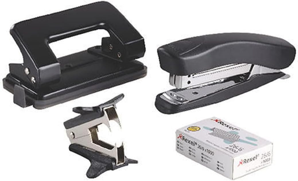 Rexel Mini Stapler and Hole Punch Set, Staple 15 Sheets, Punch 8 Sheets
