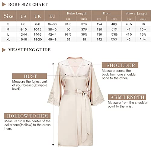 Aw Bridal Womens Silk Robe Short Satin Lace Kimono Robes Bridesmaid Robes Bridal Party Robes Loungewear For Bride, Blush Xl #TOP5
