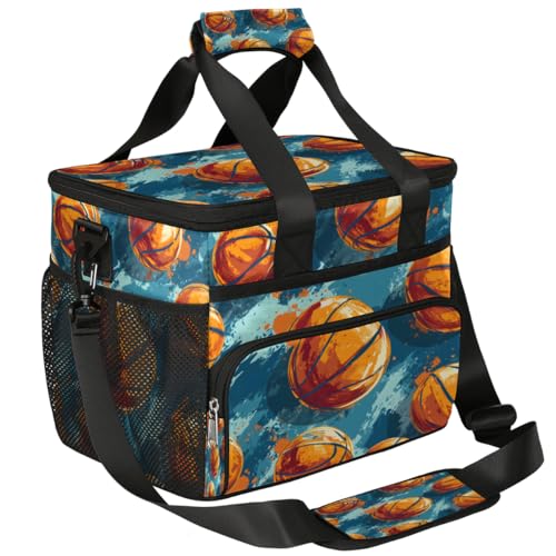 Insulated Picnic Backpack Lunch Box for Women Men Picnic Basket Tote Lunch Bag Picnic Bag Portable Lunch Bags for Picnic, Beach, Work, Trip,Office, Camp Basketball Balls