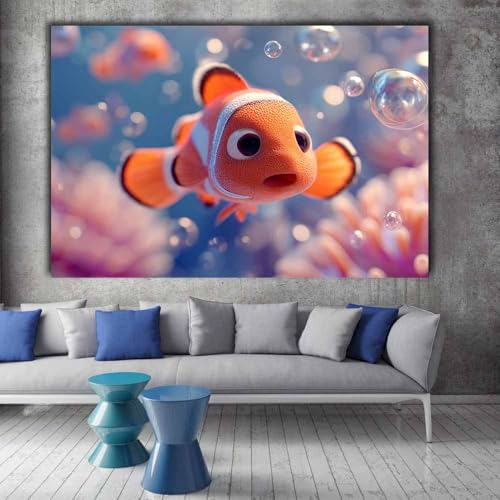 Affiche poisson clown orange brûlant pour une maison joyeuse