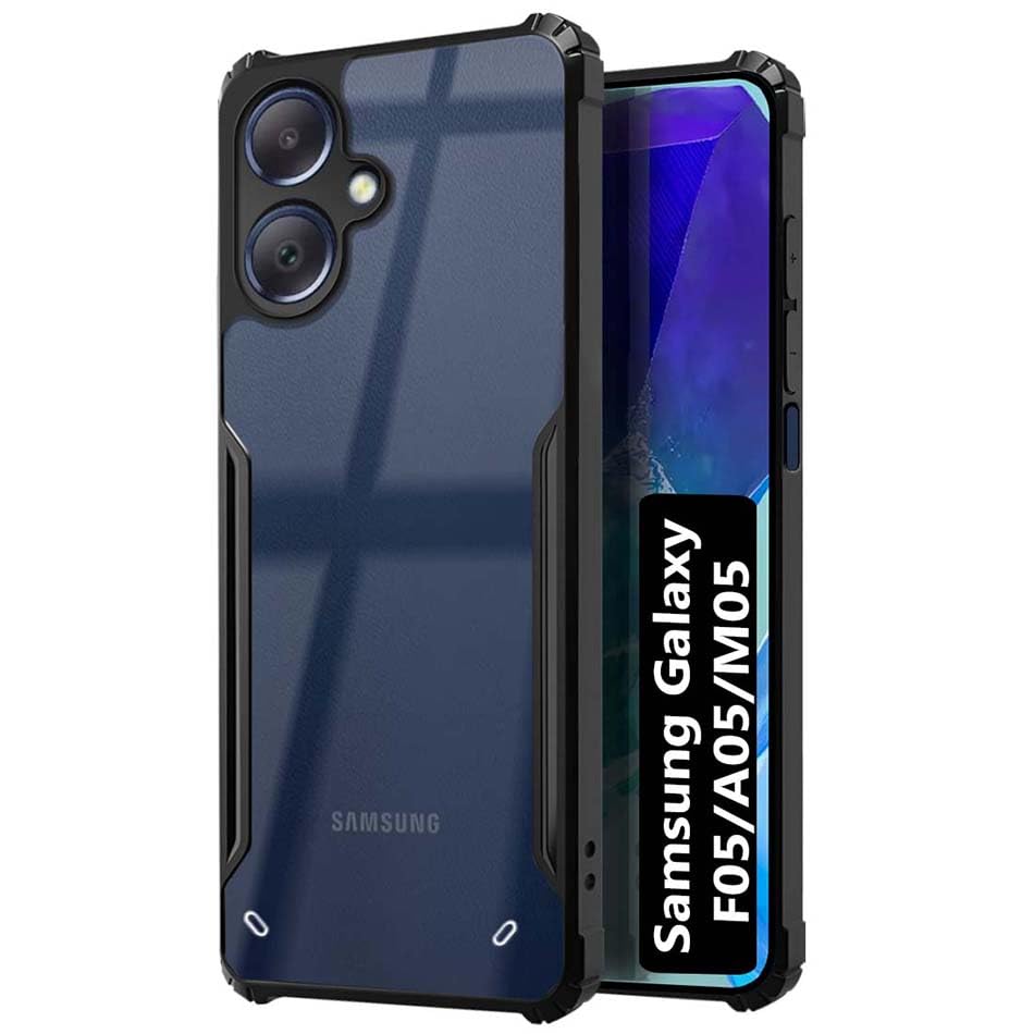 Fashionury Crystal Clear Back Cover Case for Samsung Galaxy F05 / M05 / A05 | 360 Degree Protection | Protective Design | Transparent Back Cover Case for Samsung Galaxy F05 / M05 / A05 (Black Bumper) (B0CNPKFR9L) Amazon Price History, Amazon Price Tracker