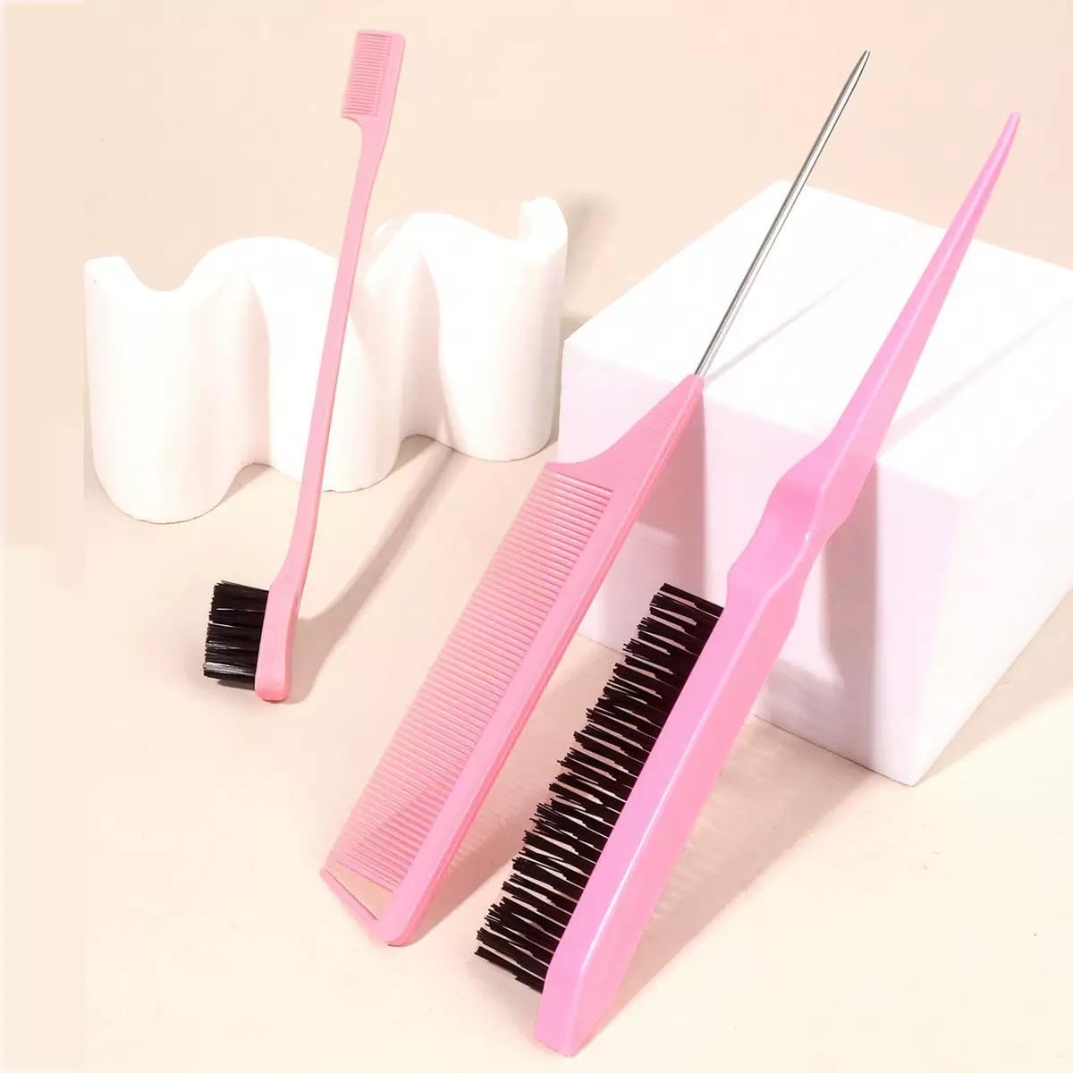 Nalexmi Crochet Hooks for Hair, 15-Piece Styling Kit for Braiding and Extensions, Passion Twist Extensions, Tail Comb, Duckbill Hair Clips, for Kids, Adults (15) (15, Pink)