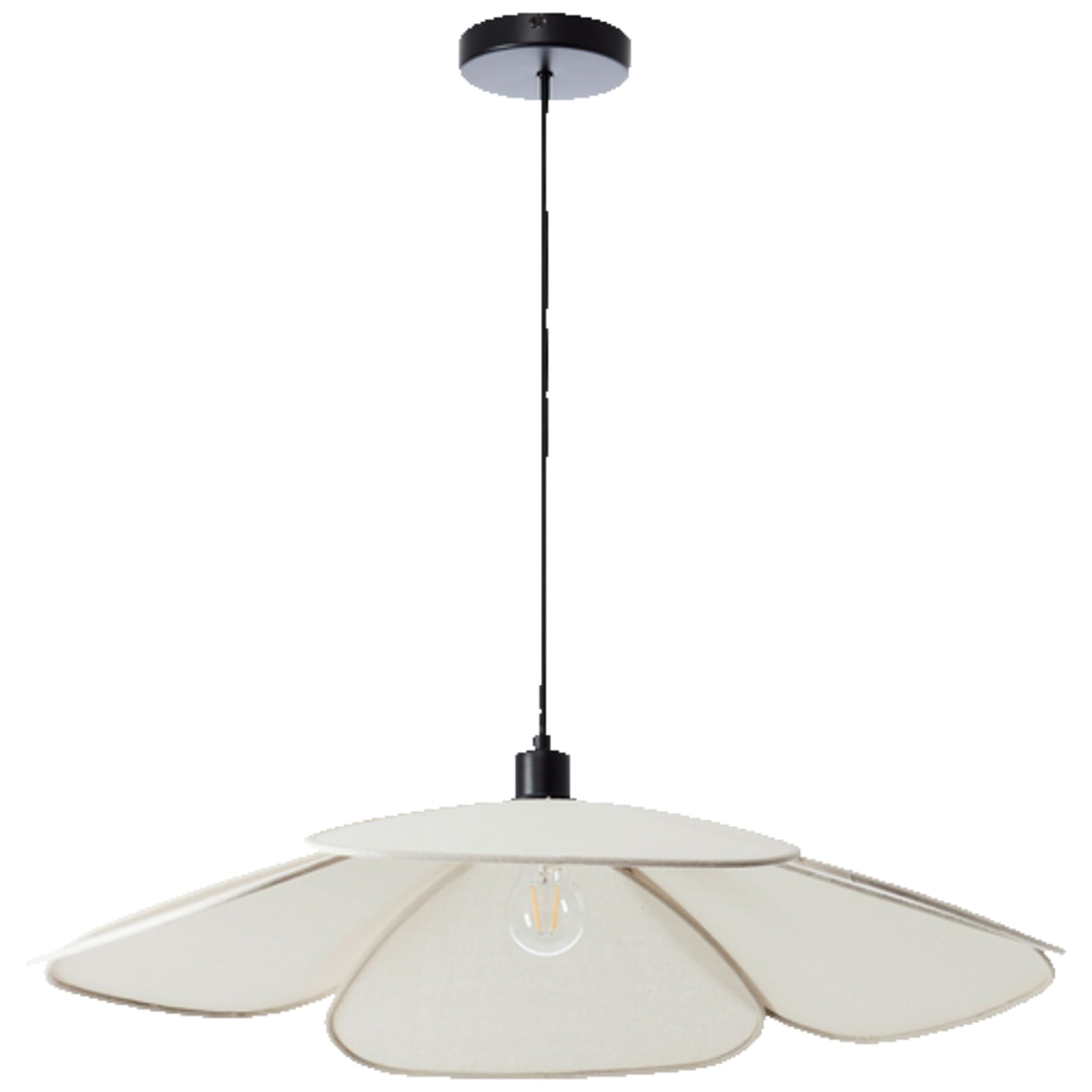 Lightbox Designer-Hängelampe mit blütenförmigem Stoff Lampen-Schirm & kürzbarem Kabel | Ø 77 cm | Pendelleuchte für das Esszimmer oder Wohnzimmer | E27 | aus Textil/Metall| in Beige