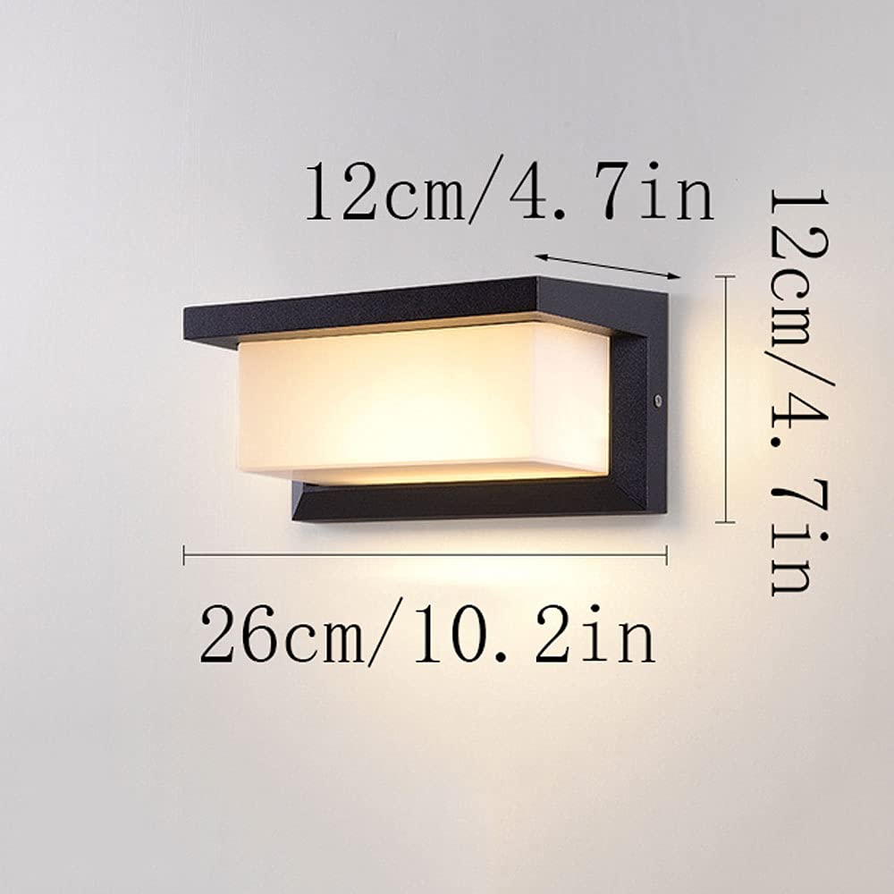 ICEMOB Quadratische schwarze Solar-Lichtsteuerungs-Wandleuchte für den Außenbereich mit weißem Acryl-Lampenschirm, Wandleuchte, LED-warmes Licht 3000 K, weiches Licht, Außenwandleuchte für die Villa i