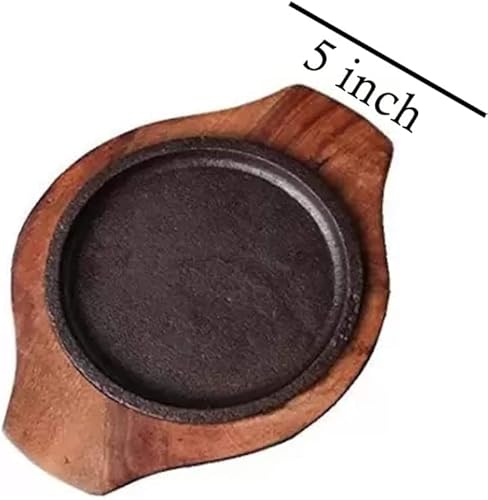 Miniatura 3 de Zifron Wood Store Plato pequeño para servir postre Brownie Sizzler bandeja con base de madera, 5 pulgadas (4 piezas)