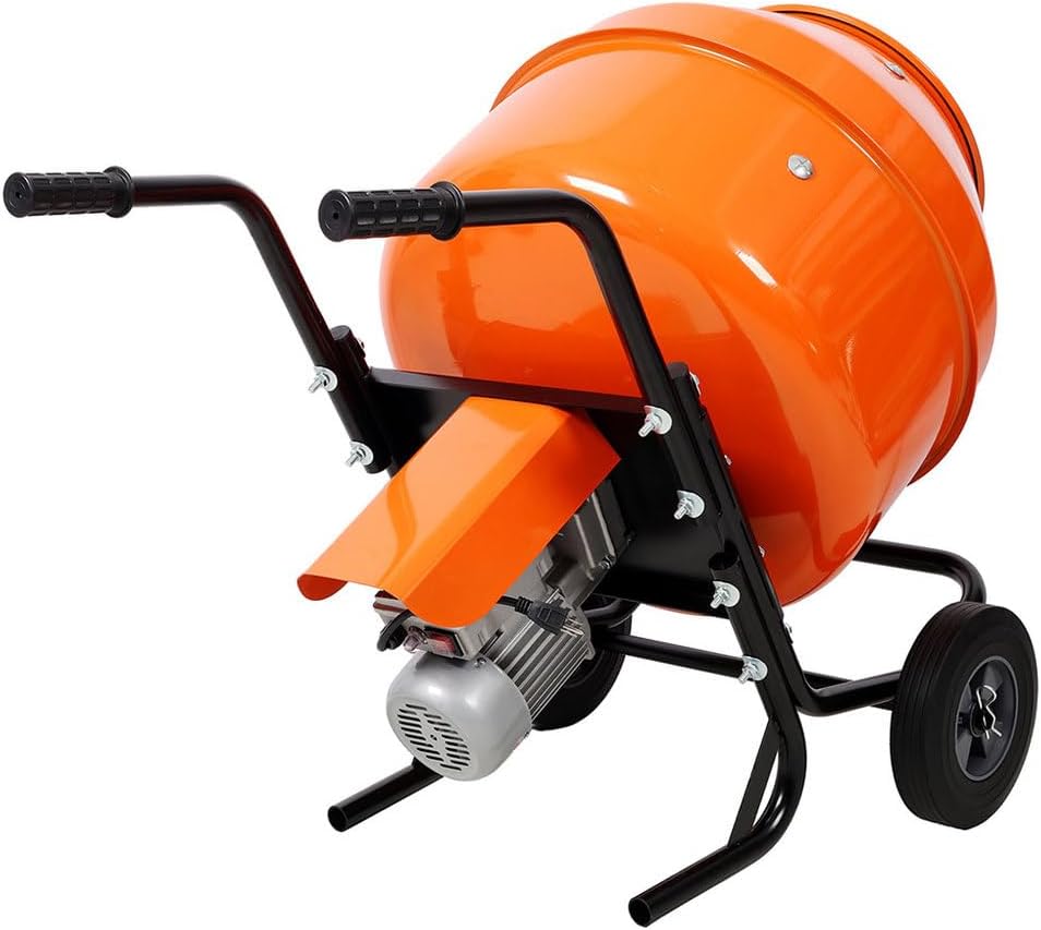 5 Cu.Ft. Electric Cement Mixer, Heavy-Duty Steel Portable Concrete Mixing Machine with 1/2 HP 115V Motor, 10" Flat-Free Wheels, CSA Certified Power Mixer for Mortar, Stucco, and Fodder