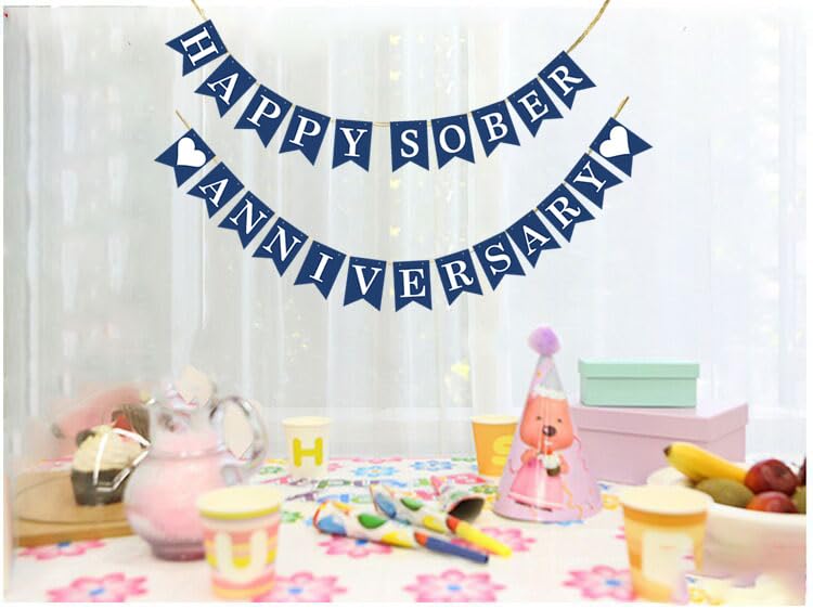 Happy Sober Anniversary Banner – Glitzer-Banner Für Nüchternheitsjubiläum, Recovery Party Dekoration