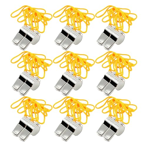 48 silbatos de acero inoxidable con cordón para deportes miniatura 1