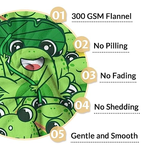 Mercuryelf Frog Throw Blanket - Soft, Fuzzy & Warm - 60x80 Inches Flannel Blankets for Bed, Couch - Green Novelty Throws Gift for Women Men