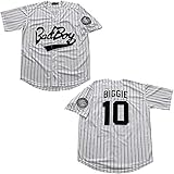Rainbow Hawk Mens Bad Boy 10 Biggie Smalls Jersey The Notorious Movie Baseball Jerseys (White, S)