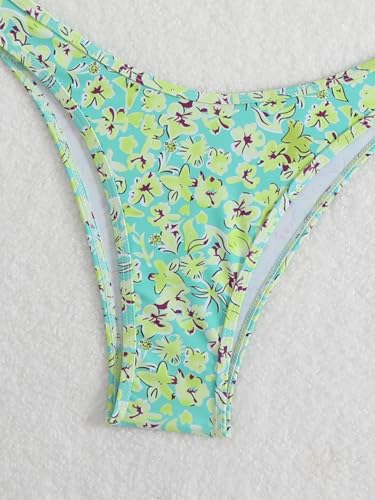 Women's High Waist Ditsy Floral Print Bathing Suit Halter Summer Swimsuit Bikini Set4