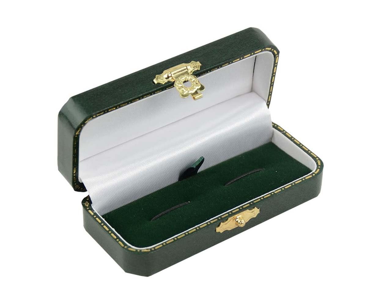 Cajas de presentación de joyas de piel sintética verde envejecido, caja de colección al por menor, anillo, colgante, collar y pulsera (6, caja de gemelos)