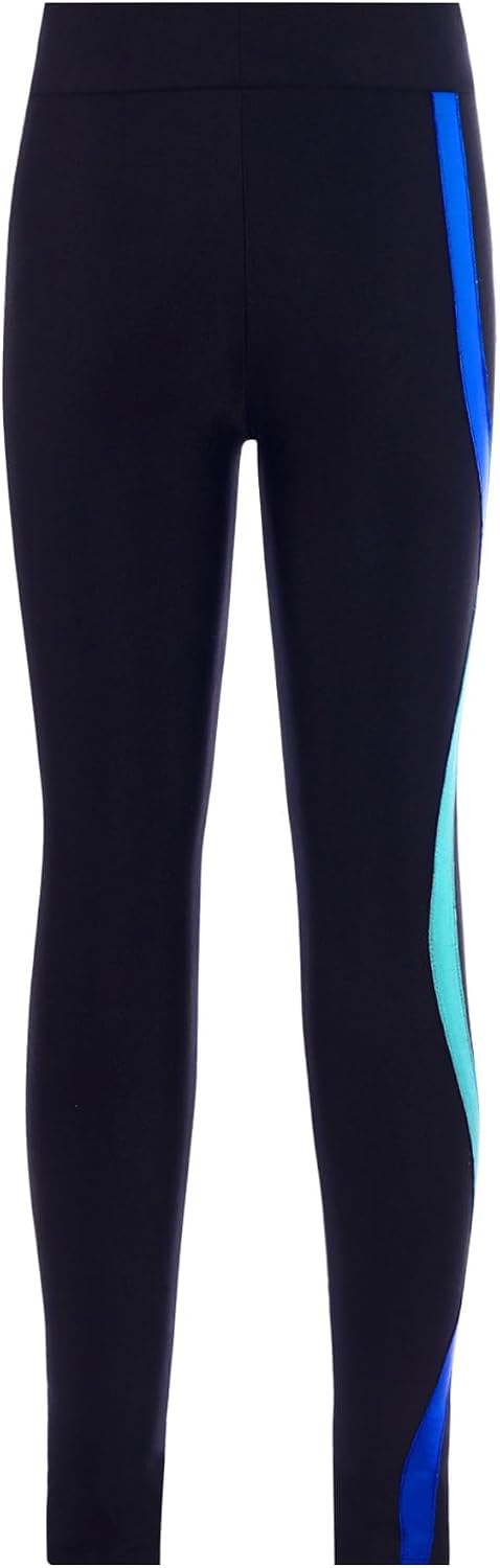 TiaoBug Girls Colorful Stripes Ice Figure Skating Skinny Pants Practice Dance Leggings Gymnastic Yoga Tights Trousers