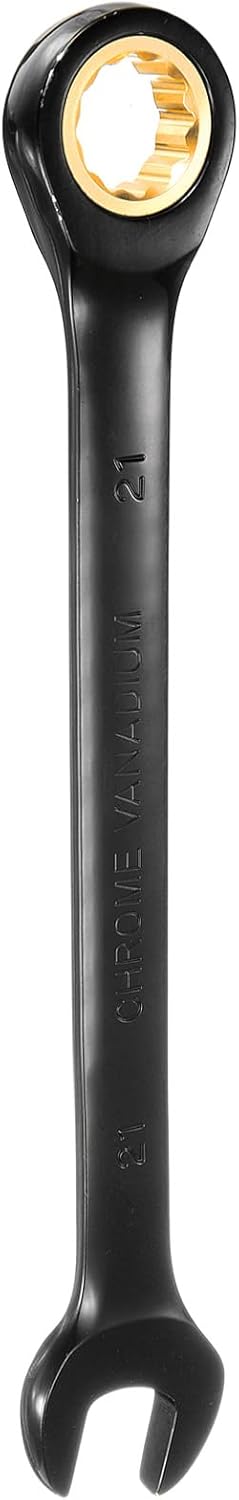 HARFINGTON Ratcheting Wrench 27mm Metric Open End Wrench 72-Teeth CR-V Steel 12 Point Nickel Plated Combination Ratchet Wrench for Fasteners Nut Bolt