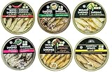 Grilled Catch - 6 Flavor Canned Sardines Variety Pack Sampler European Wild Caught Brisling Sardines in Olive Oil, 5.6 oz Sustainable seafood, Kosher, Hand Packed in Latvia