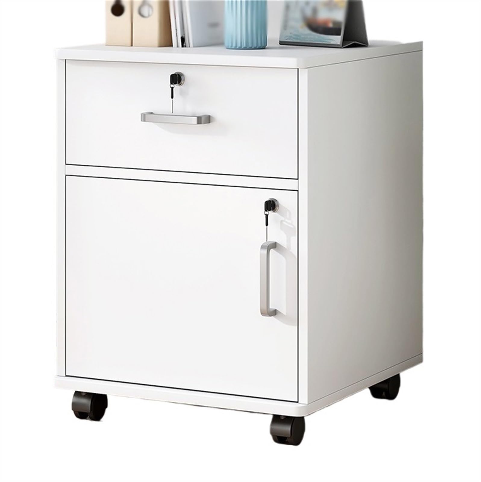YNIYUJKL Office Storage File Cabinet Office Filing Cabinetwooden One Drawer With One Door Storage Cabinetfiling Cabinetwith Lock Storagewheel Slide Small Side Cabinet Filing Cabinet Fo,White