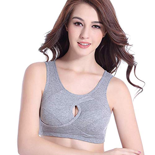 bossMA Sujetador Deportivo de algodón Antideslizante para Mujer Top Corto con Acolchado para aeróbicos Fitness Yoga (M, Gray+Beige+Black)