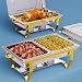 IMXSUMDA Chafing Dishes for Buffet 2 Pack, 9.5QT Chafing Dish Buffet Set, Stainless Steel Chafers and Buffet Warmers Sets for Parties Wedding, Rolled-Edge Design Buffet Servers with Gold and Silver