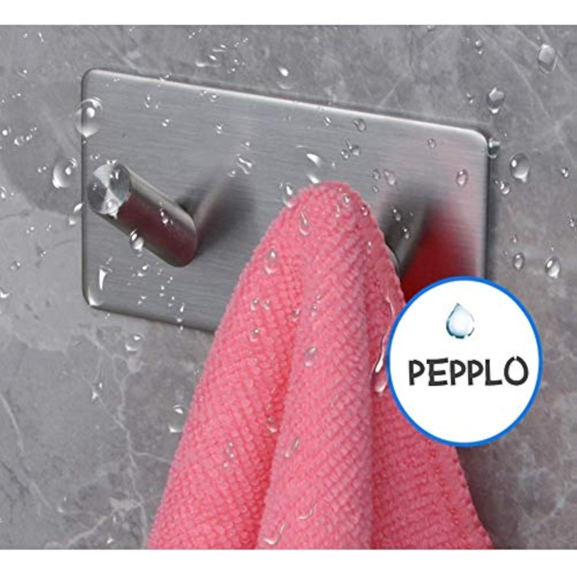 Heavy Duty Self-Adhesive Towel Hooks, Brushed Stainless Steel