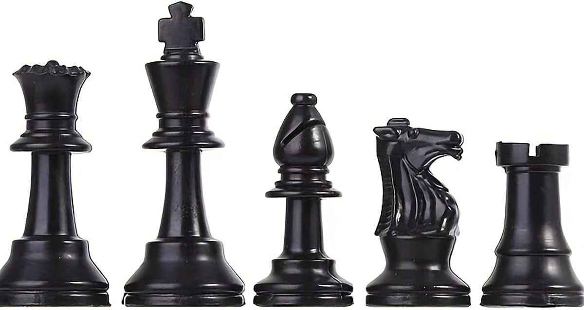32 Plastic Chess Pieces Set - Black & White Chessmen for 15-20 Inch Boards, Felt Bottom, with Drawstring Storage Bag - Ideal for Beginners & Chess Enthusiasts-No Board Included (2.95inch/7.5cm)