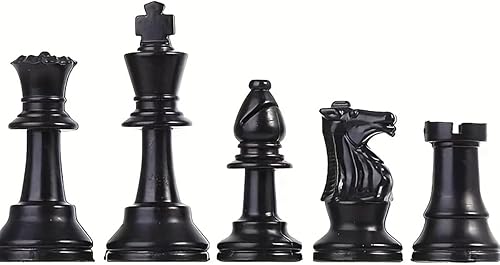 Miniatura 4 de Juego de 32 piezas de ajedrez de plástico, ajedrez blanco y negro para tablas de 15 a 20 pulgadas, fondo de fieltro, con bolsa de almacenamiento con