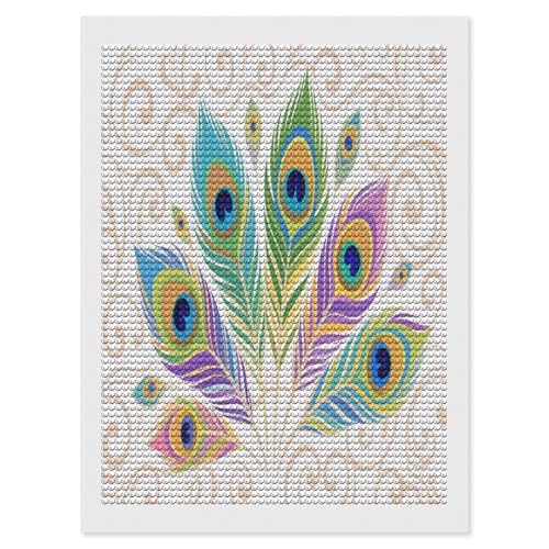 Pintura de puntos de diamante con diseño de pavo real para decoración del hogar