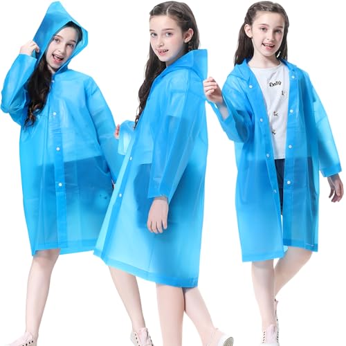 Image of Rain Ponchos Raincoats for Kids, 2 Packs Rain Coats Jacket Reusable with Hood for Boys Girls Disney Hiking Camping Outdoor