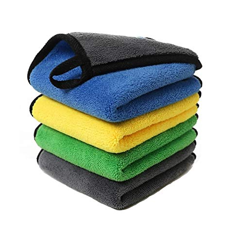Image of Auto Hub Microfiber Cloth for Car - 800 GSM (40x40 CM) Car Cleaning Cloth, Thick Plush, Lint Free, Streak Free Microfiber Cloth for Bike & Car Washing & Drying Pack of 4-(Assorted) Mix Color