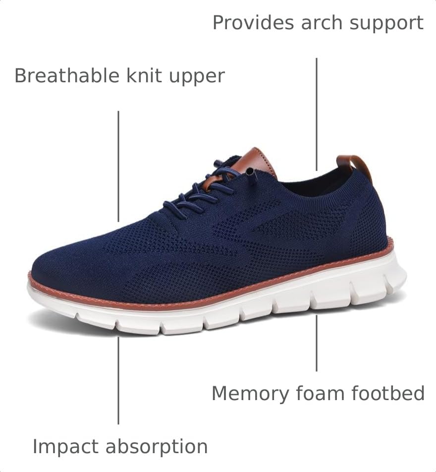 Image of Wearbreeze Men's Business Casual Oxford Sneakers - Lightweight Lace-Up Dress Shoes for Work, Travel & Daily Commute