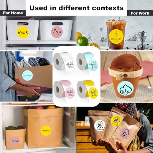 Round Thermal Printer Stickers, 750 Direct Thermal Labels, 2" Self-Adhesive Address Shipping Thermal Stickers, Circle Sticker Labels Compatible with Zebra, Rollo, MUNBYN, White (75 image 4