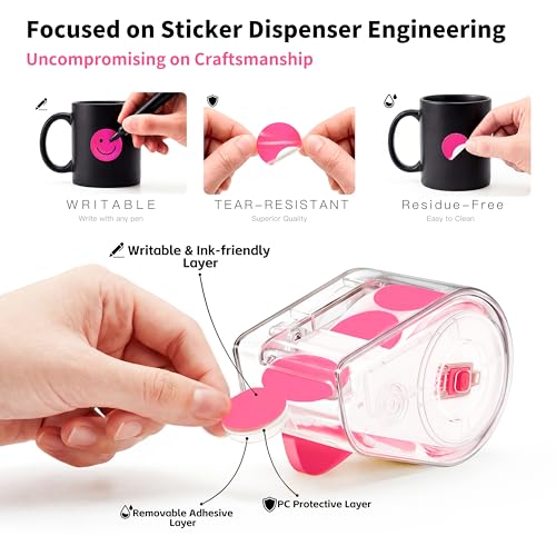 Image of 300 PCS of 1-inch Rose red Dot Stickers with Sticker Dispenser, Round Coding Labels Circle Dots Labels Stickers for Office, Classroom,Small Business,Papers