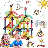【Magnetische Baukästen】 Bausticks Set ist entworfen wie 61 teile, einschließlich 20 Kugeln, 12 lange Stangen, 18 kurze Stangen, 10 Biegestäbe and 1 sticker. Dies Spaß magnetisches Set ist wunderbar zum Gebäude babys STEM Gebäude Fähigkeiten (Wissenschaft, Technik, Ingenieurwesen, Mathematik). Dieses Set von Konstruktionsspielzeug ist eine großartige Ergänzung zu Magnetfliesen oder anderen Magnetspielzeugen.
