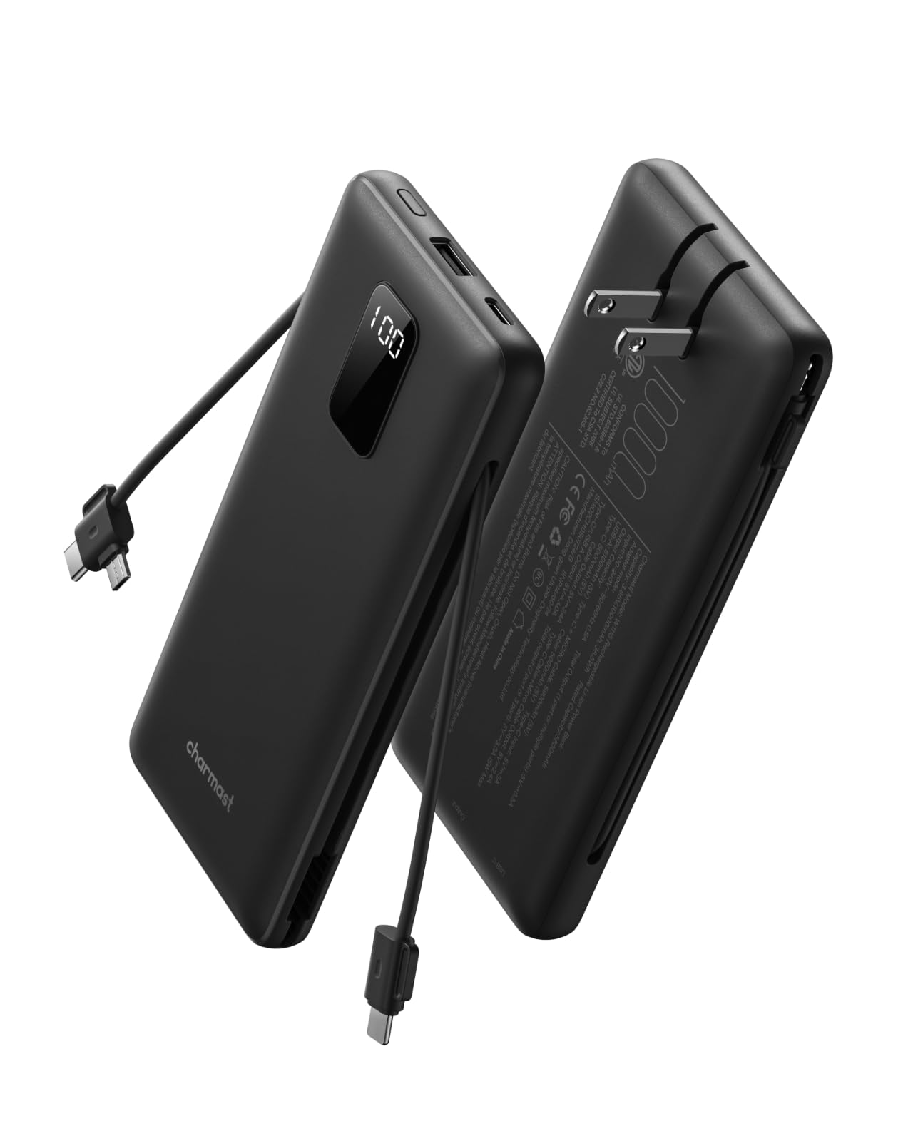 charmast Portable Charger with Built-in AC Wall Plug
