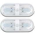 Leisure LED 2 Pack RV LED Ceiling Double Dome Light Fixture with ON/OFF Switch Interior Lighting for Car RV Trailer Camper Boat DC 12V Natural White 4000-4500K 48X2835SMD (2-Pack)
