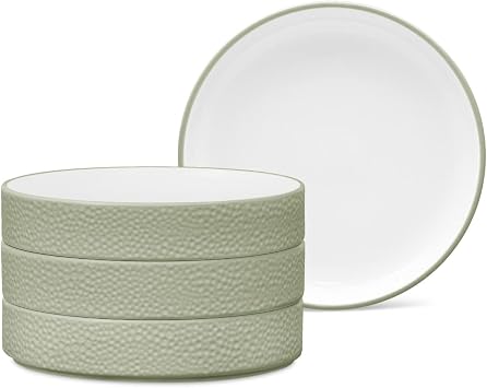 Noritake ColorTex Stone Sage Set of 4 Stax Deep Plates, 7-1/2"