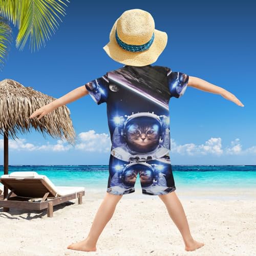 Image of visesunny Boy's 2 Pieces Shirt and Short Set Casual Shirts Short Sleeve Beach Shorts Summer Outfits for 3-10 Years Kids