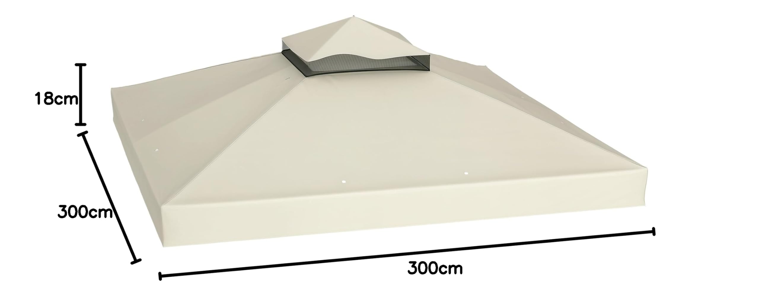 Outsunny Tetto di Ricambio per Gazebo 3x3 m 2 Livelli, Telo Copertura Resistente all'Acqua in Tessuto Oxford 370g/㎡ Anti-UV 30+ con Fori di Drenaggio, Crema