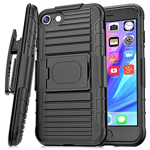 Stronden Holster Case For Iphone Se (2022, 2020), 7 / 8 Belt Clip Case, Holster Combo Shell Slim Case With Belt Swivel Clip And Built In Kickstand For Iphone Se (2020), 7 & 8 (Black) #TOP1